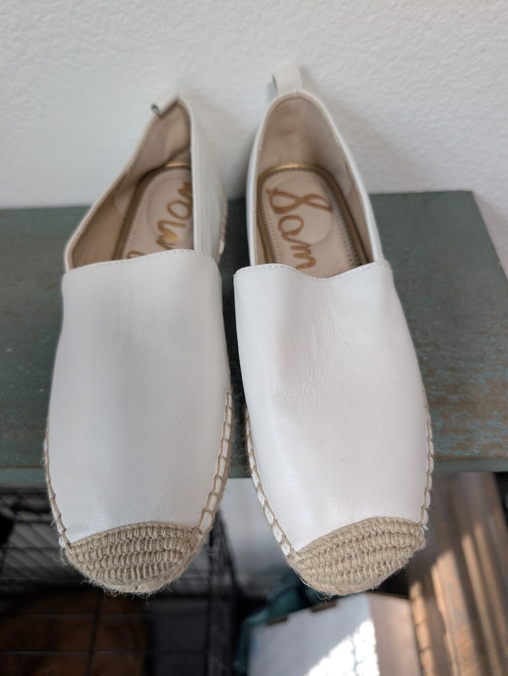 Sam Edelman Womens Espadrille Size 7 White Leather Slip on New - Picture 5 of 12